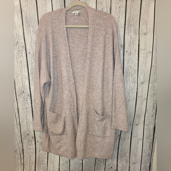 American Eagle Open Front Cardigan L/XL Blush Knit Pockets - Picture 2 of 6